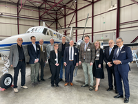 The participants of the exchange in front of a King Air 350 of the Ukrainian State Air Traffic Services Enterprise (UkSATSE).
