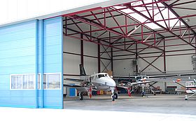 Hangar of Aerodata AG at Braunschweig headquarters
